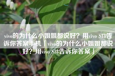 vivo的为什么小姐姐都说好？用vivo S18告诉你答案手机「vivo的为什么小姐姐都说好？用vivo S18告诉你答案」